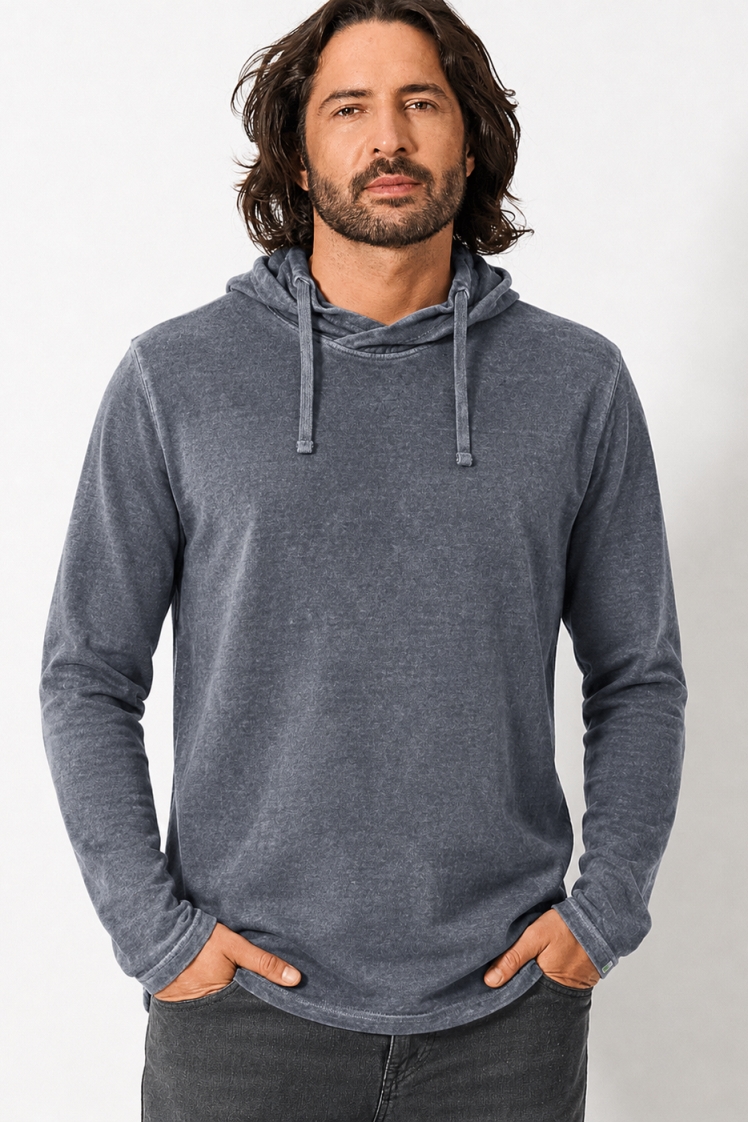 HempAge Herren vegan Kapuzen-T-Shirt In Schiefergrau