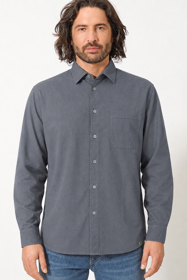 HempAge Herren vegan Hemd Worker Schiefergrau
