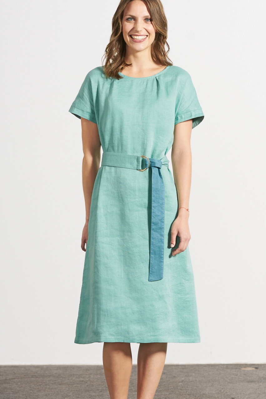 HempAge Damen vegan Midi Kleid Timeless In Salbeigr&Atilde;&frac14;n