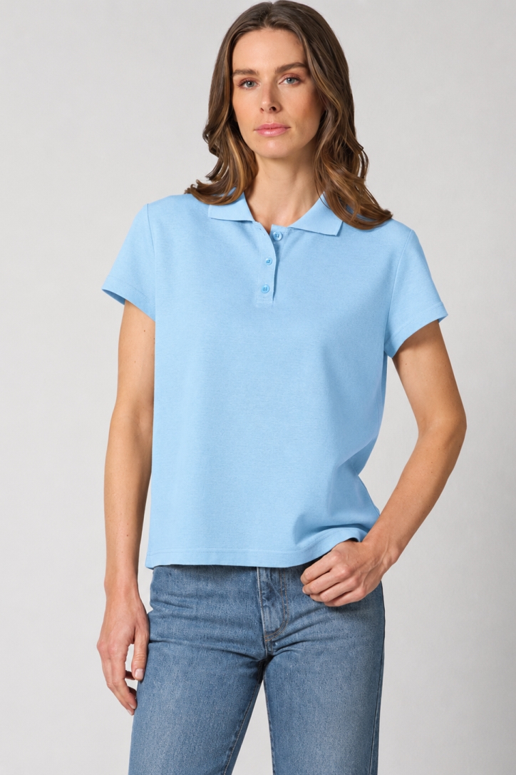 HempAge Damen vegan Polohemd Gletscherblau
