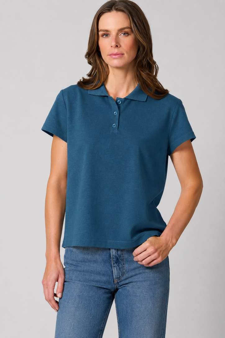 HempAge Damen vegan Polohemd Reef Blaugr&Atilde;&frac14;n