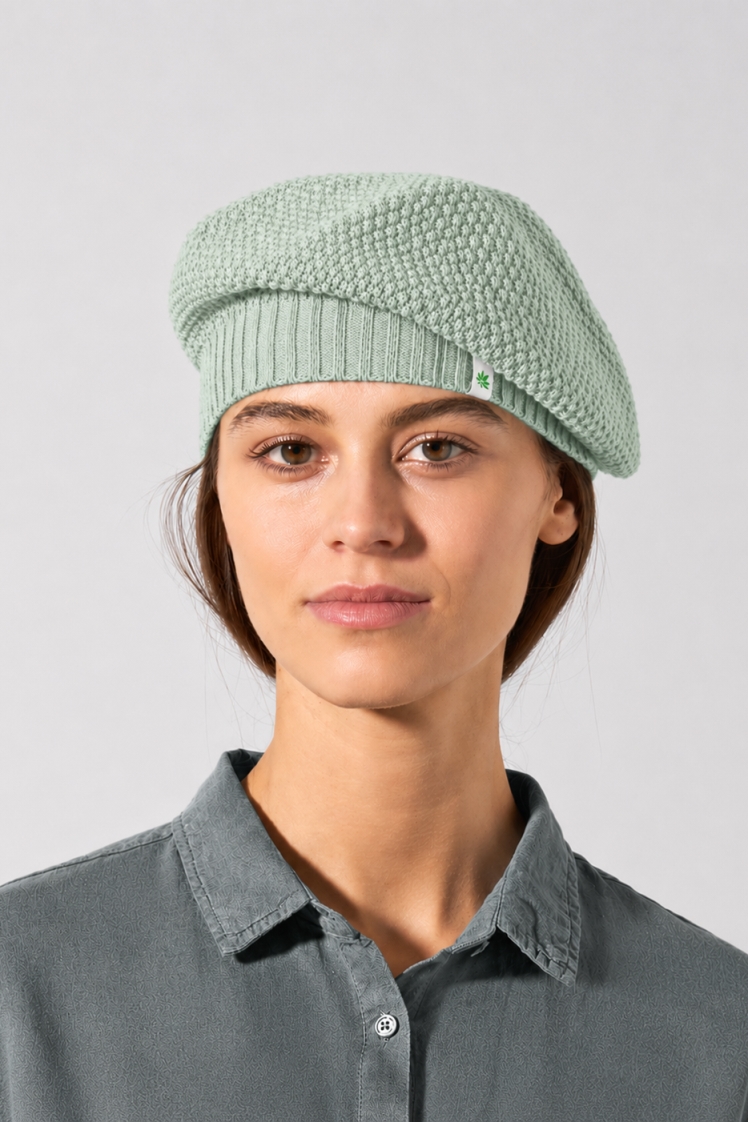 Hempage womens vegan Beret Fine Menta Green