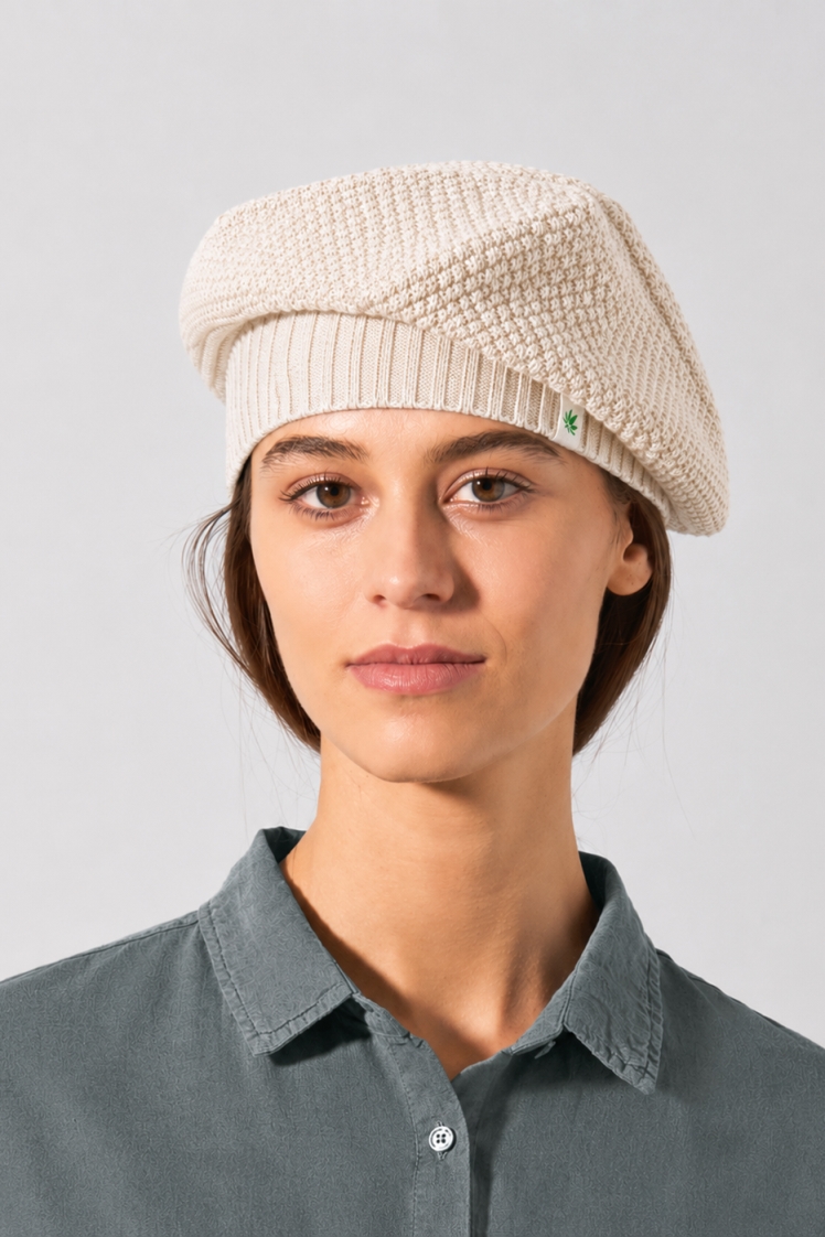 Hempage womens vegan Beret Fine Natural