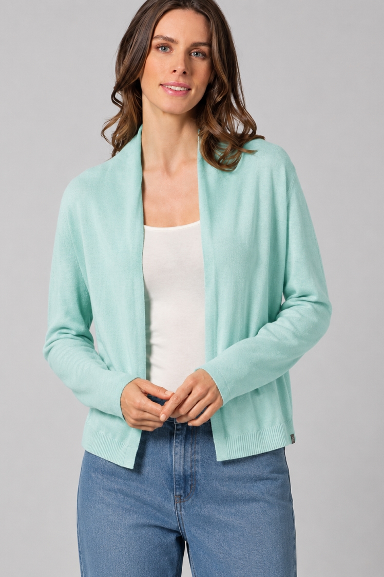 Hempage Damen vegan Strickjacke Mit Schalkragen Lake