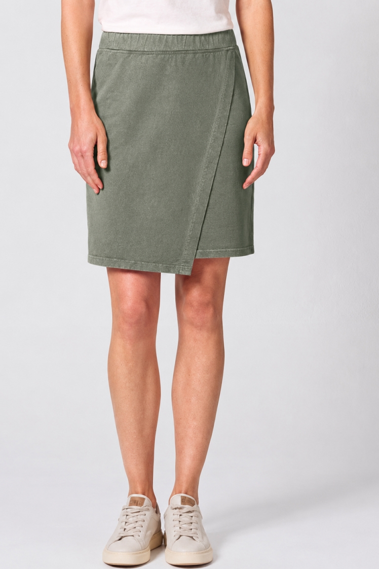 Hempage womens vegan Wrap Skirt Moss Green