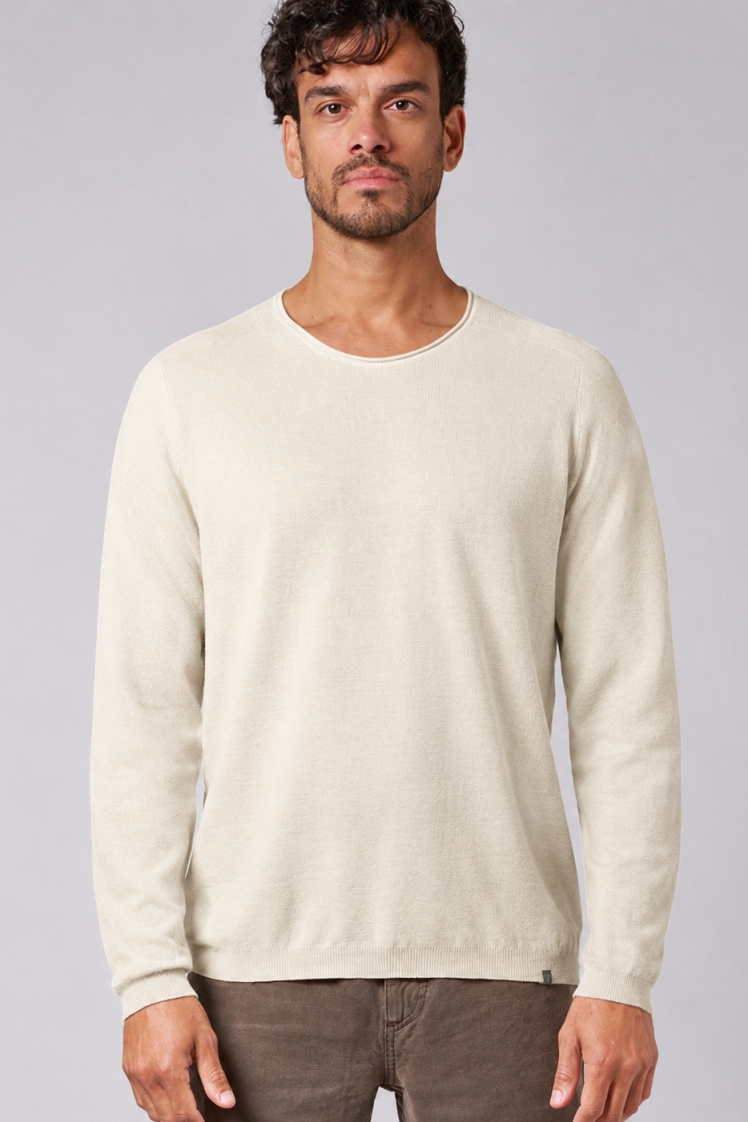 HempAge Herren vegan Strickpullover Mit V-Ausschnitt Naturfarben