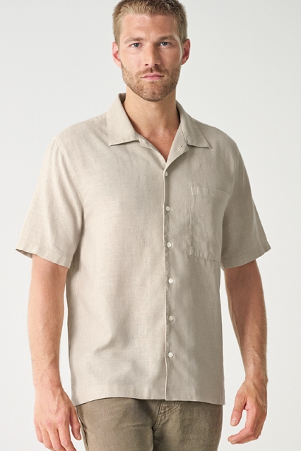 HempAge Herren vegan Kurzarmhemd Distel Beige
