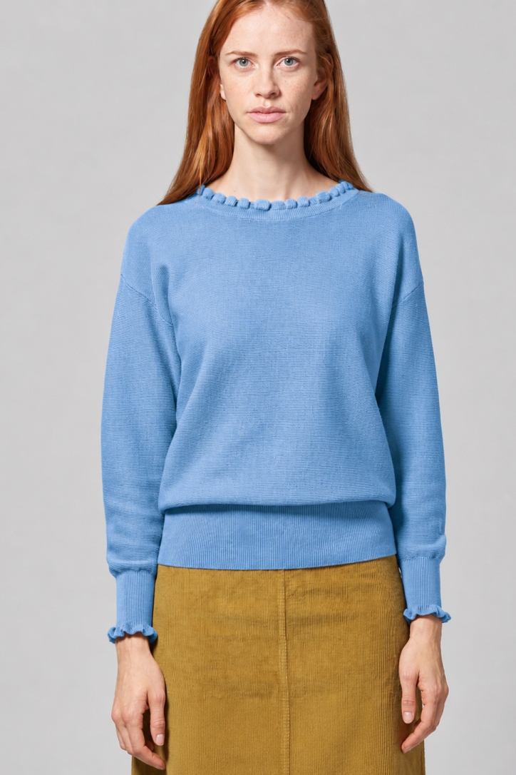 HempAge Damen vegan Strickpullover Elegant Heaven In Blau