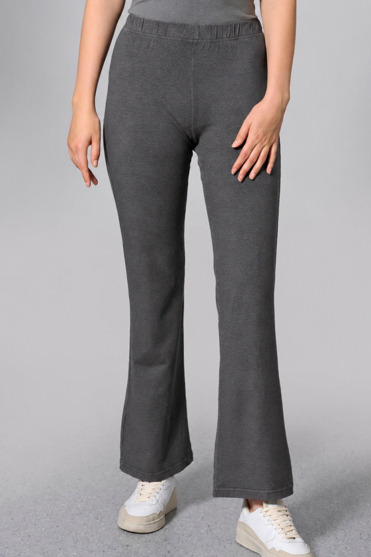HempAge Damen vegan Hose Mit Ausgestelltem Bein Anthrazit