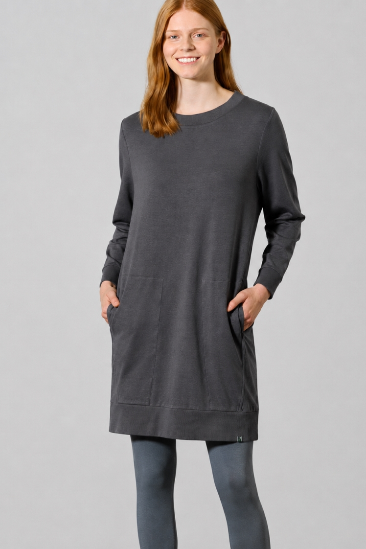 HempAge Damen vegan Sweatshirt Dress Anthrazit