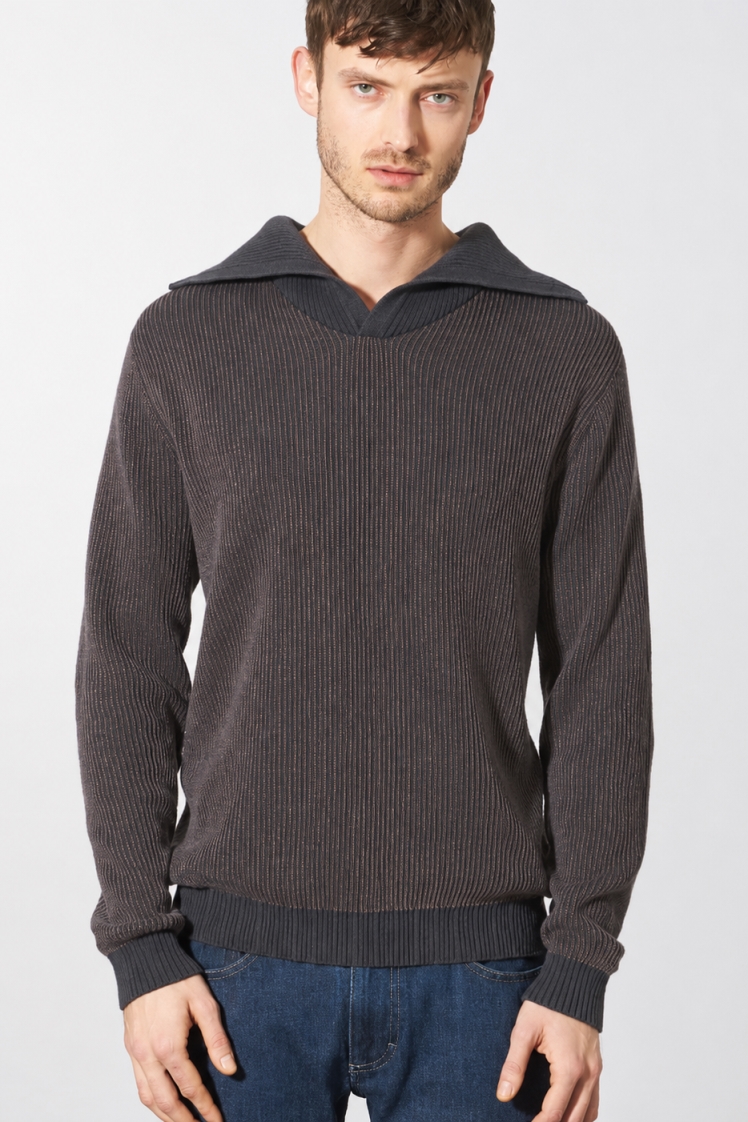 HempAge Herren vegan Pullover Elegant Troyer In Anthrazit