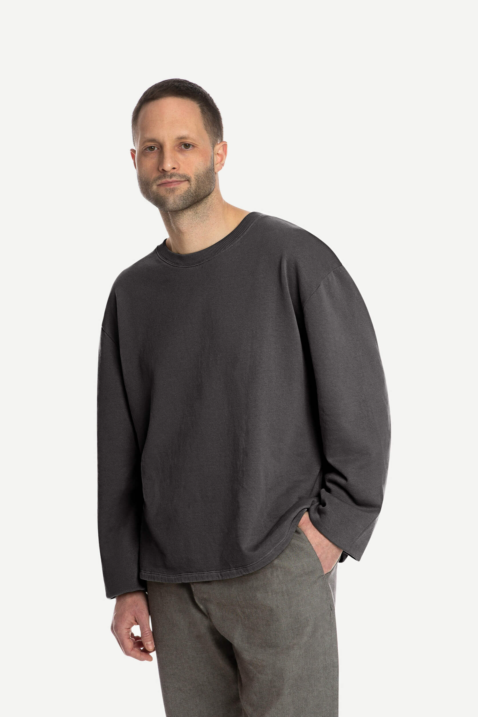 MATONA Herren vegan Shirt Aus Gewaschenem Fleece Schwarz