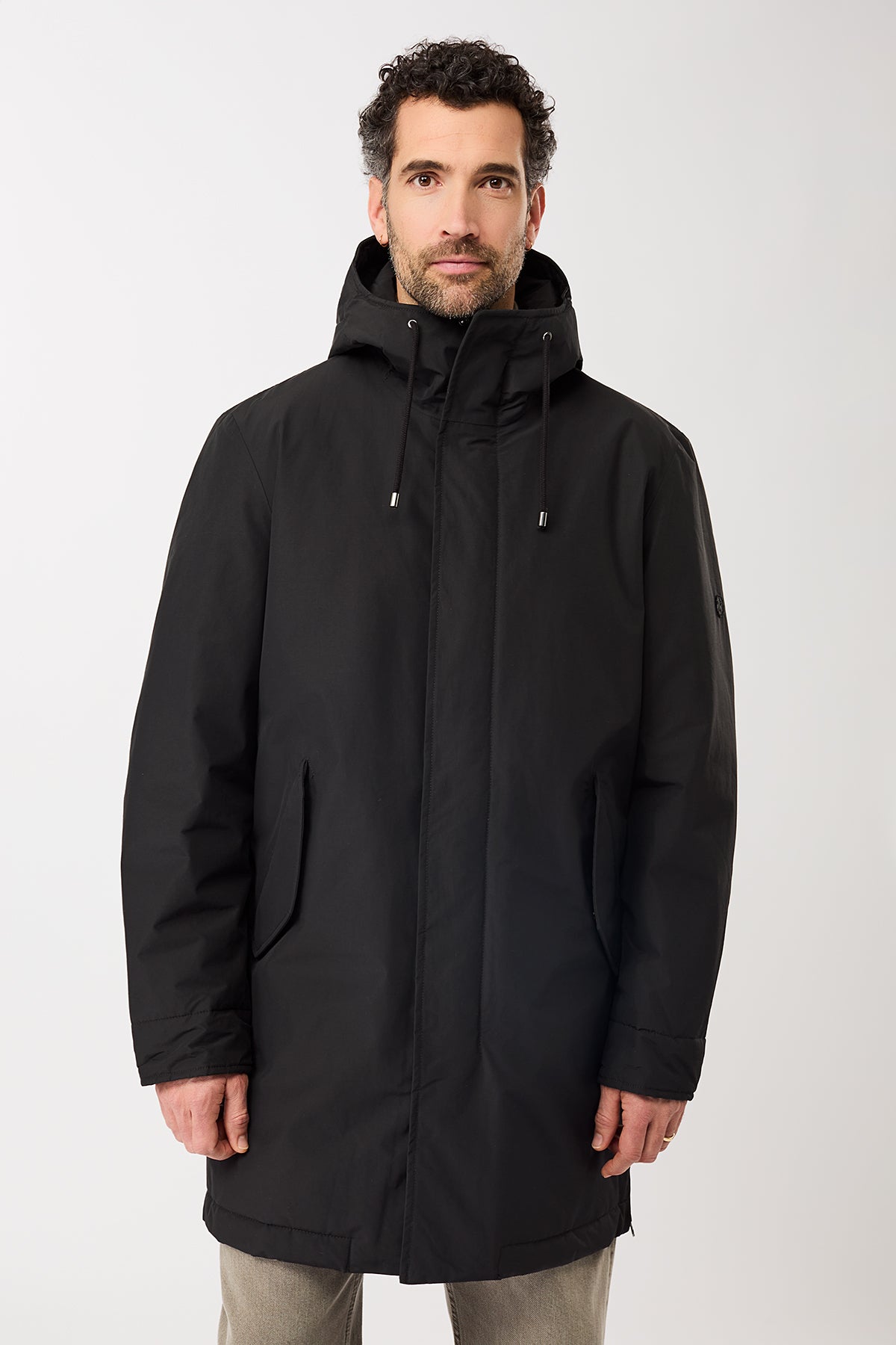 LangerChen men vegan Parka Long Padded Functional Features Black