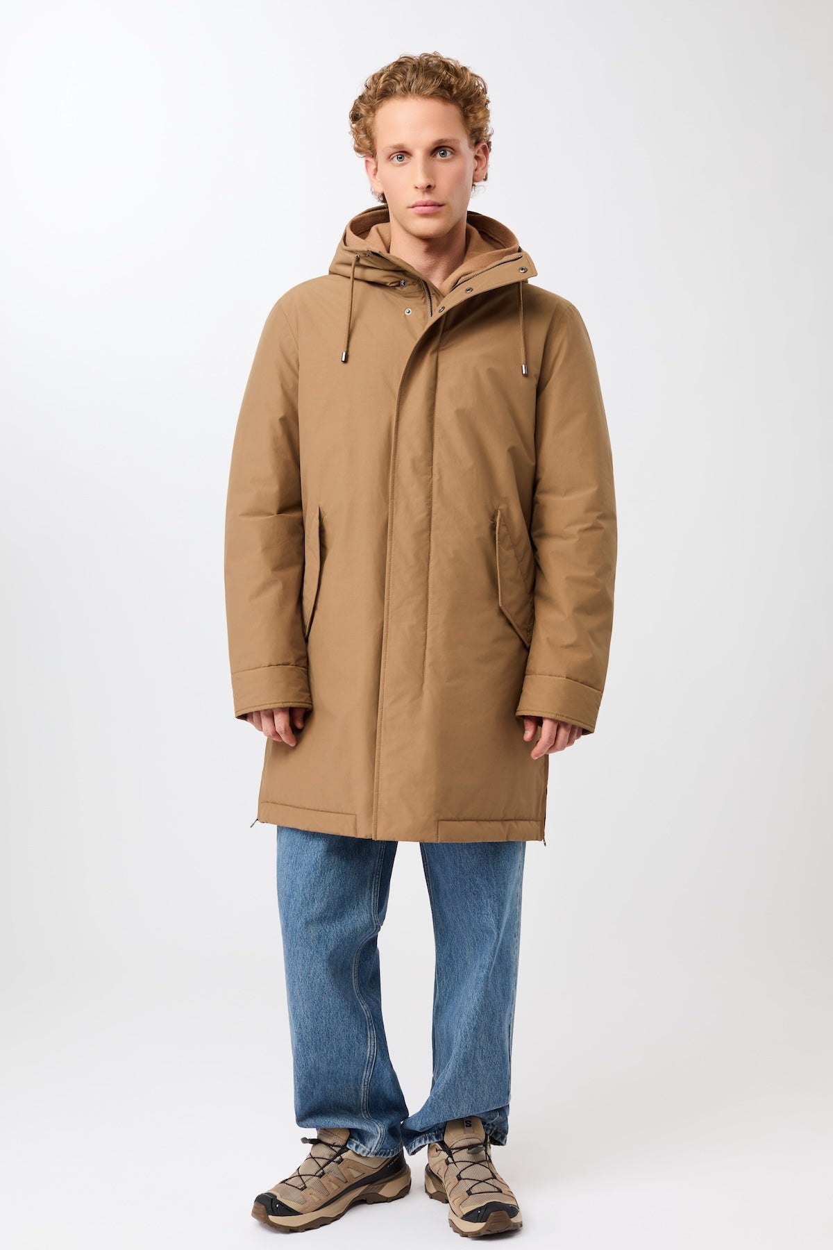 LangerChen men vegan Parka Long Padded Functional Features Oak