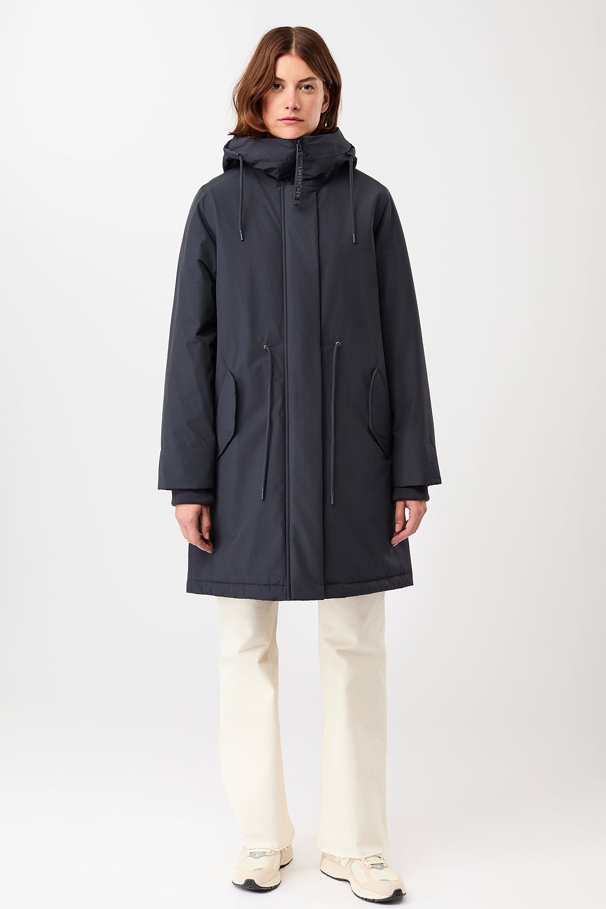 LangerChen womens vegan Parka Loose Fit Padded Navy