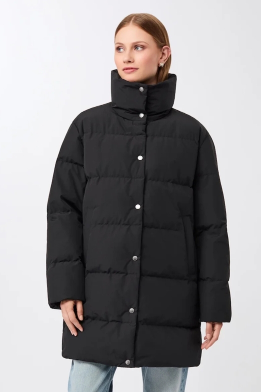 LangerChen womens vegan Jacket Stand Up Collar Black