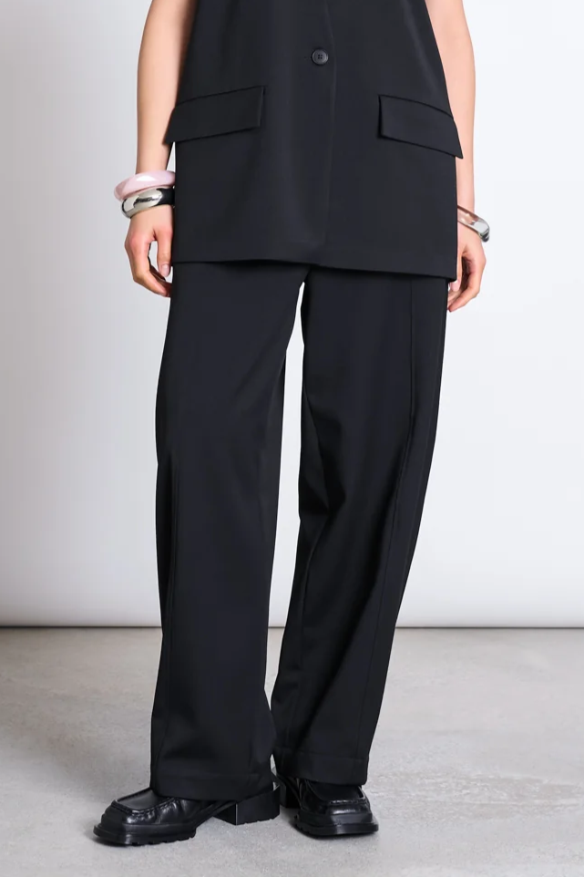JAN N JUNE Damen vegan Hose Mit Weitem Bein Juny Schwarz