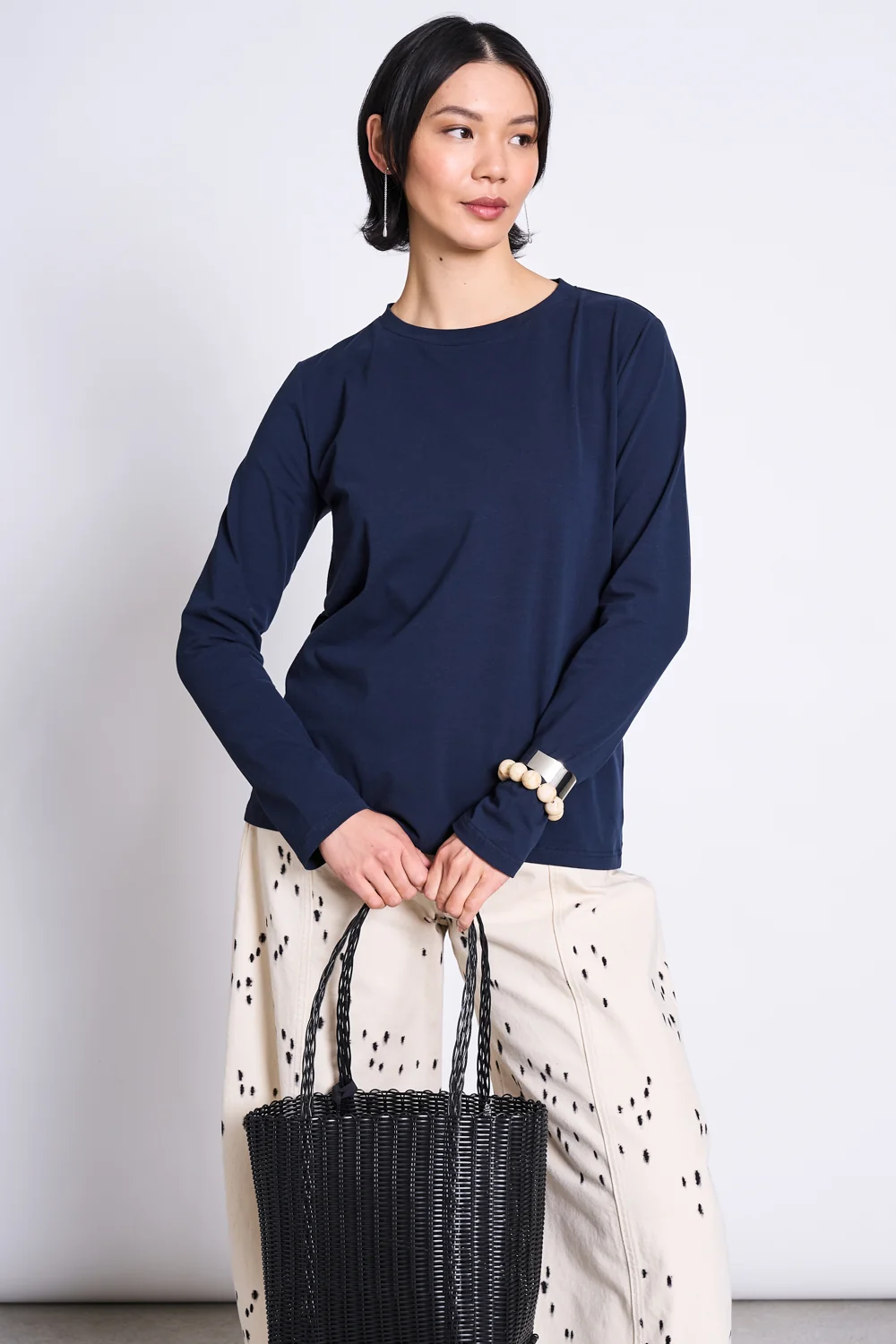 JAN N JUNE Damen vegan Langarm Shirt Aus Geb&Atilde;&frac14;rstetem Stoff F&Atilde;&frac14;r Jungen Nightfall