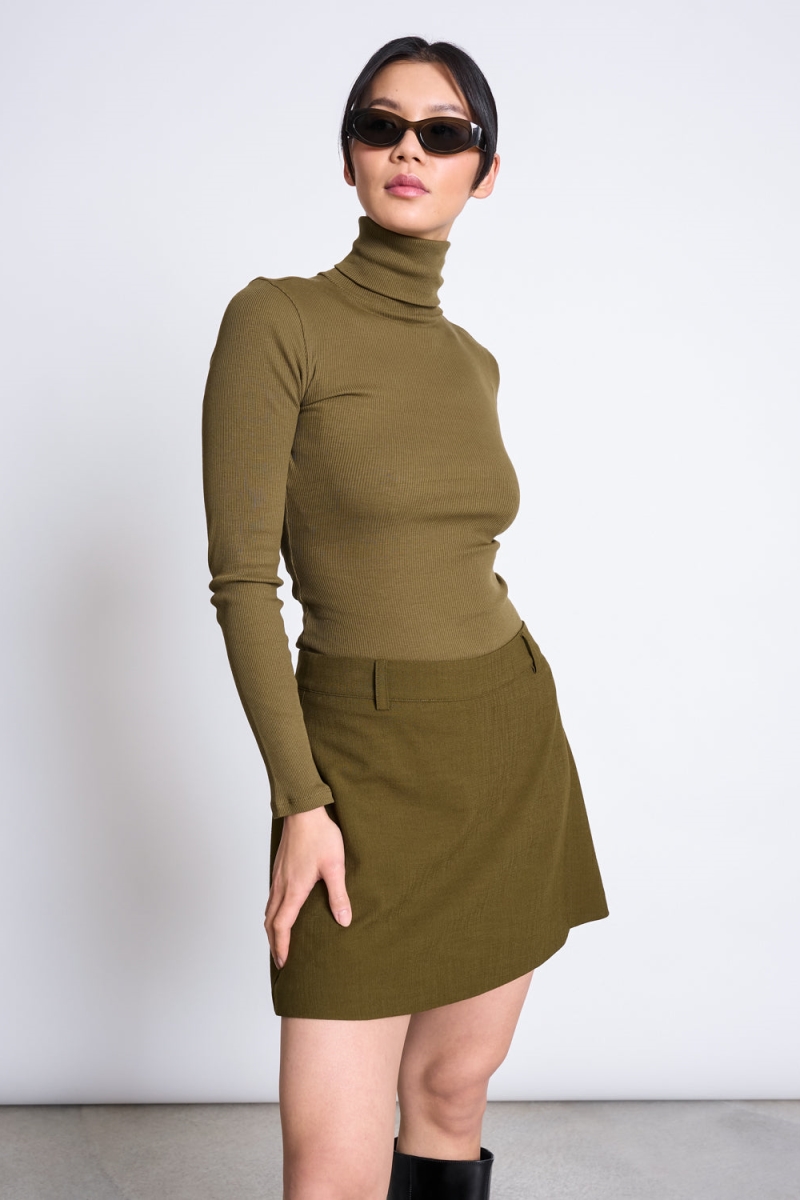 JAN N JUNE Damen vegan Top Mit Minirip Strick Und Rollkragen Chuva Rosemary