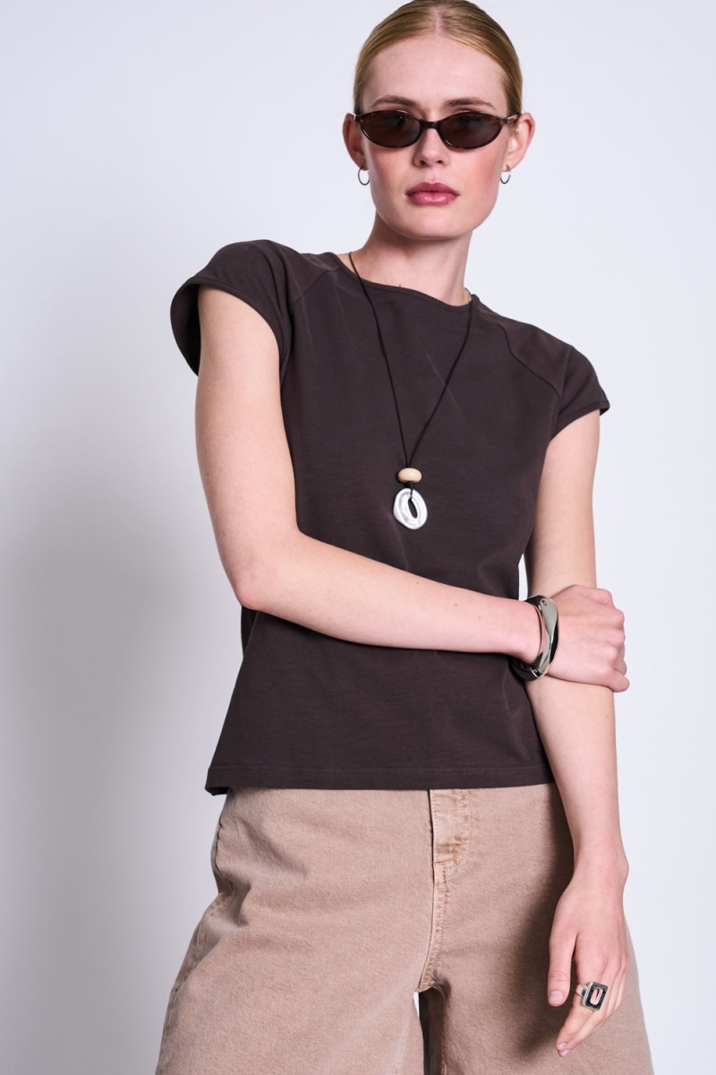 JAN N JUNE Damen vegan T-Shirt Raglan Tami Mud