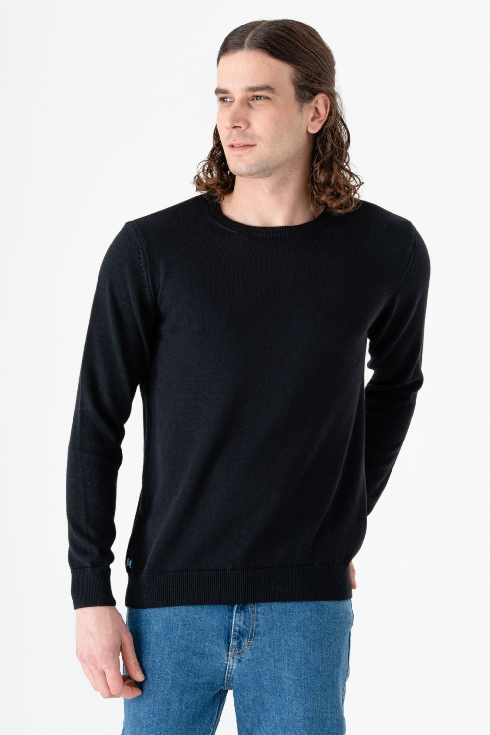 GORG Herren vegan Pullover Mit Rundhalsausschnitt, Schwarz