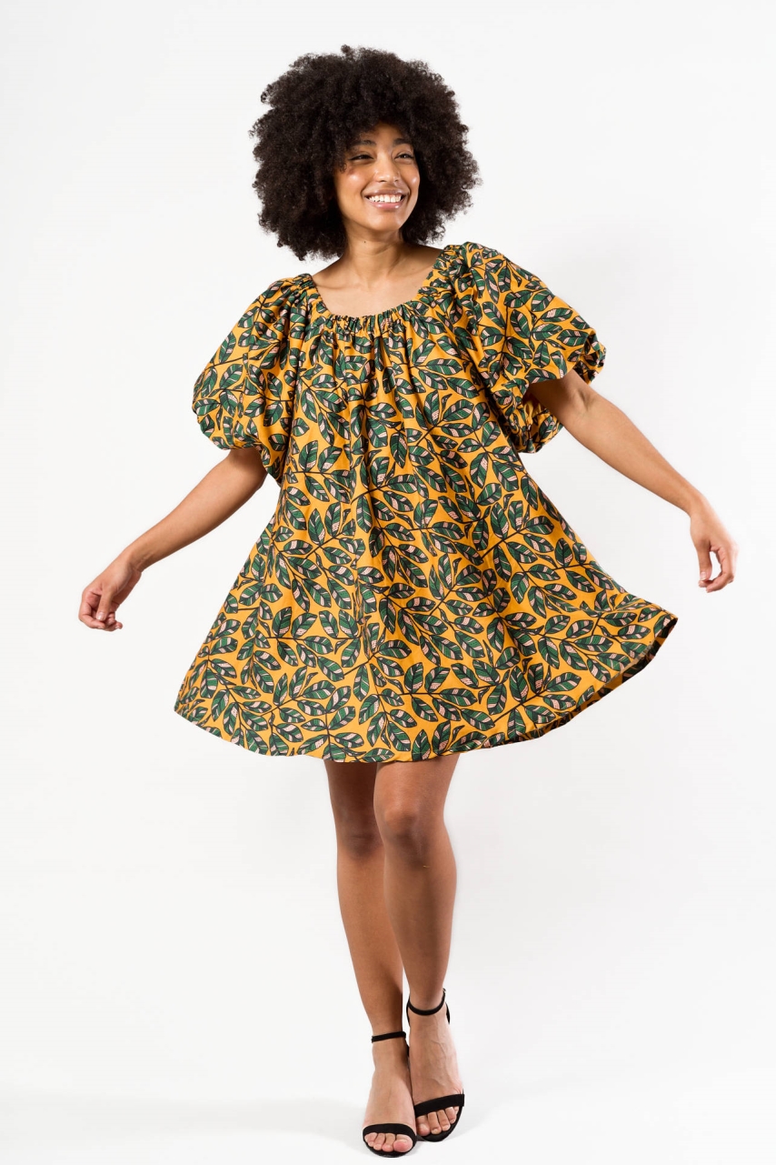 Nevice Damen vegan Kleid Kurz Gelb