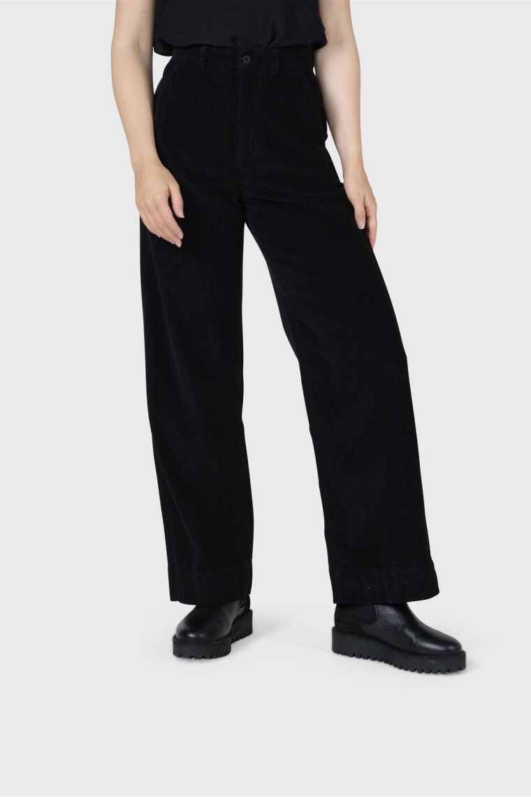 Klitm&Atilde;&cedil;ller Damen vegan Hose Mit Weitem Bein Aus Cord Lydia Schwarz