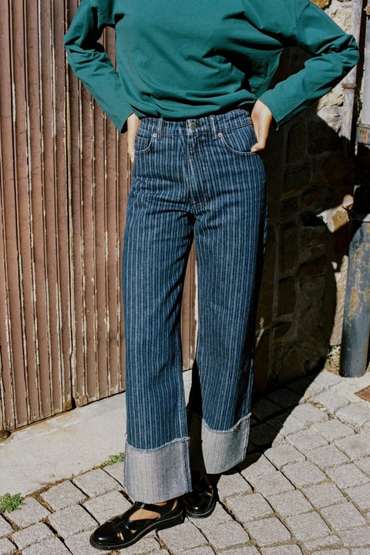 N&Atilde;&copy;n&Atilde;&copy;s Damen vegan Jeans Louane Blau Gestreift