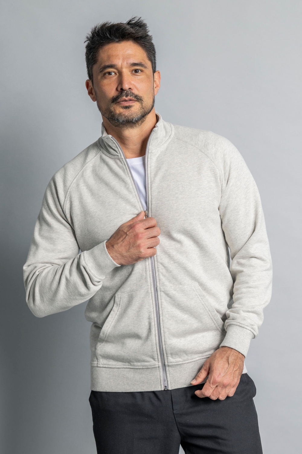 DIRTS Herren vegan Sweatjacke Zip Sweat Jacket Heather Grey