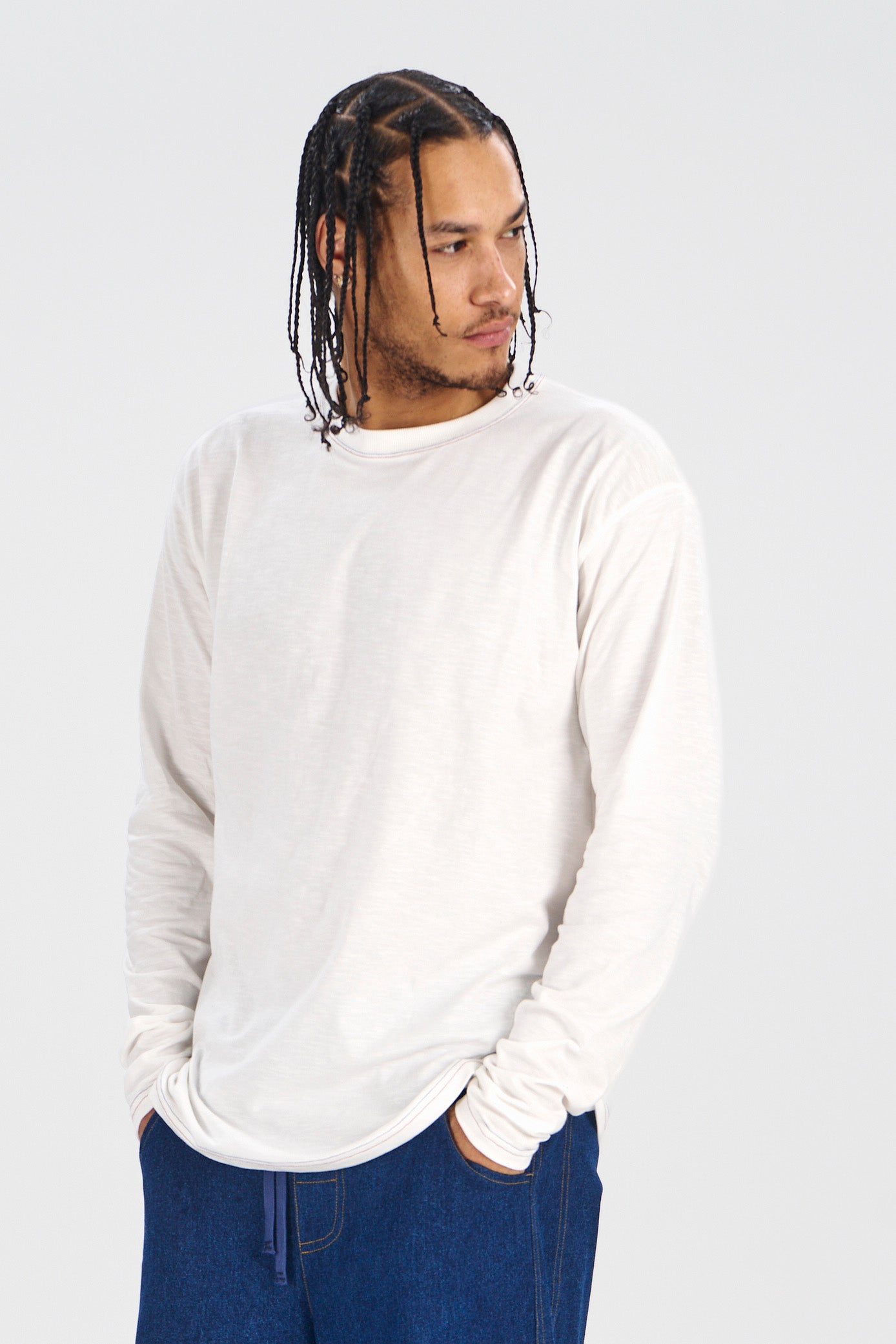KOMODO Herren vegan Langarm-T-Shirt Hakon Off-White