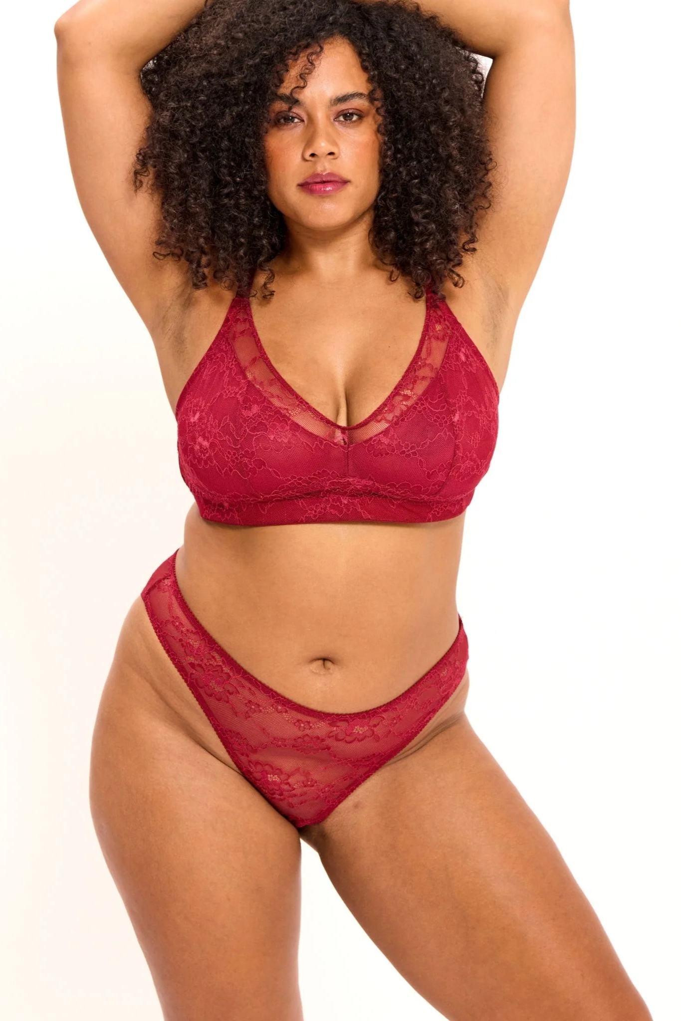 Understatement womens vegan Bralette Lace Support Plus Rumba Red