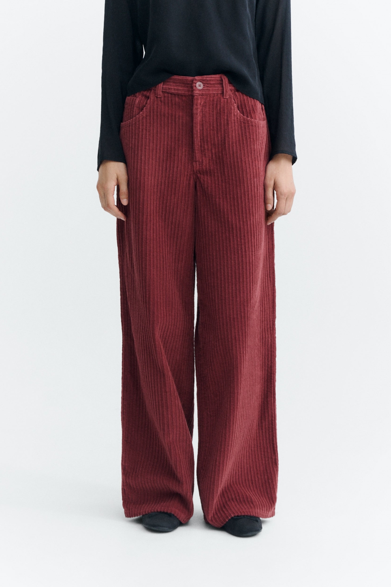 Thinking mu Damen vegan Hose Mit Weitem Bein Hedda Cord Rot