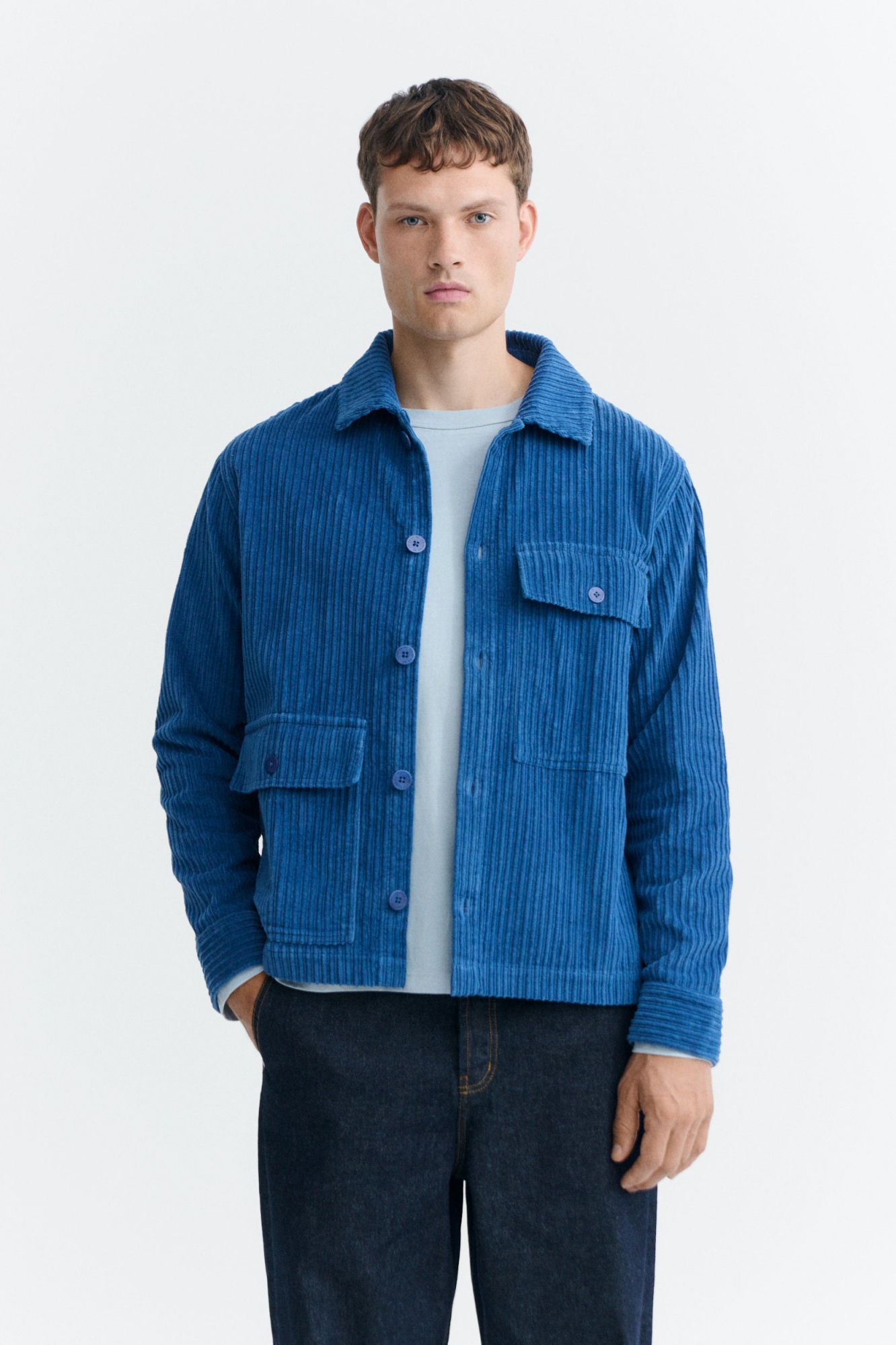 Thinking MU men vegan Jacket Corduroy Gabin Blue