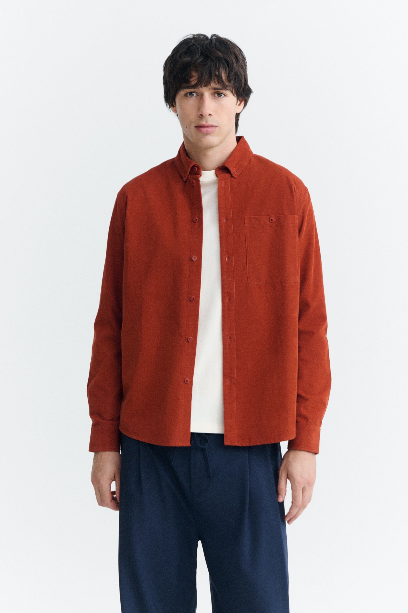 Thinking mu Herren vegan Hemd Anto Mikrocord Orange