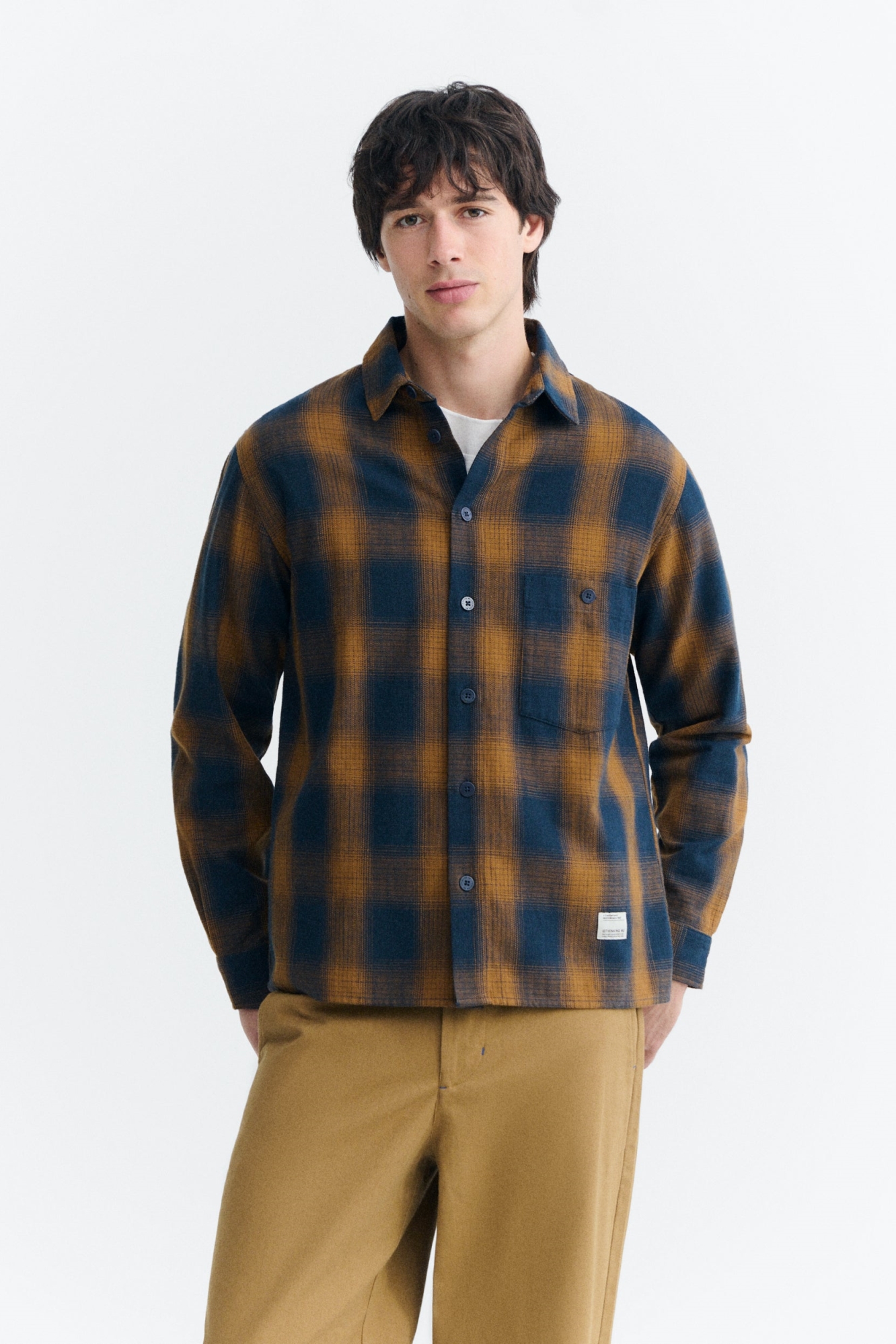 Thinking mu Herren vegan Overshirt Theo Navy Kariert