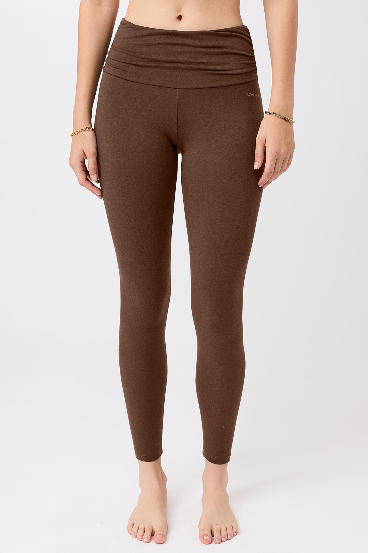 MANDALA womens vegan Tights Pilates Wilderness Brown