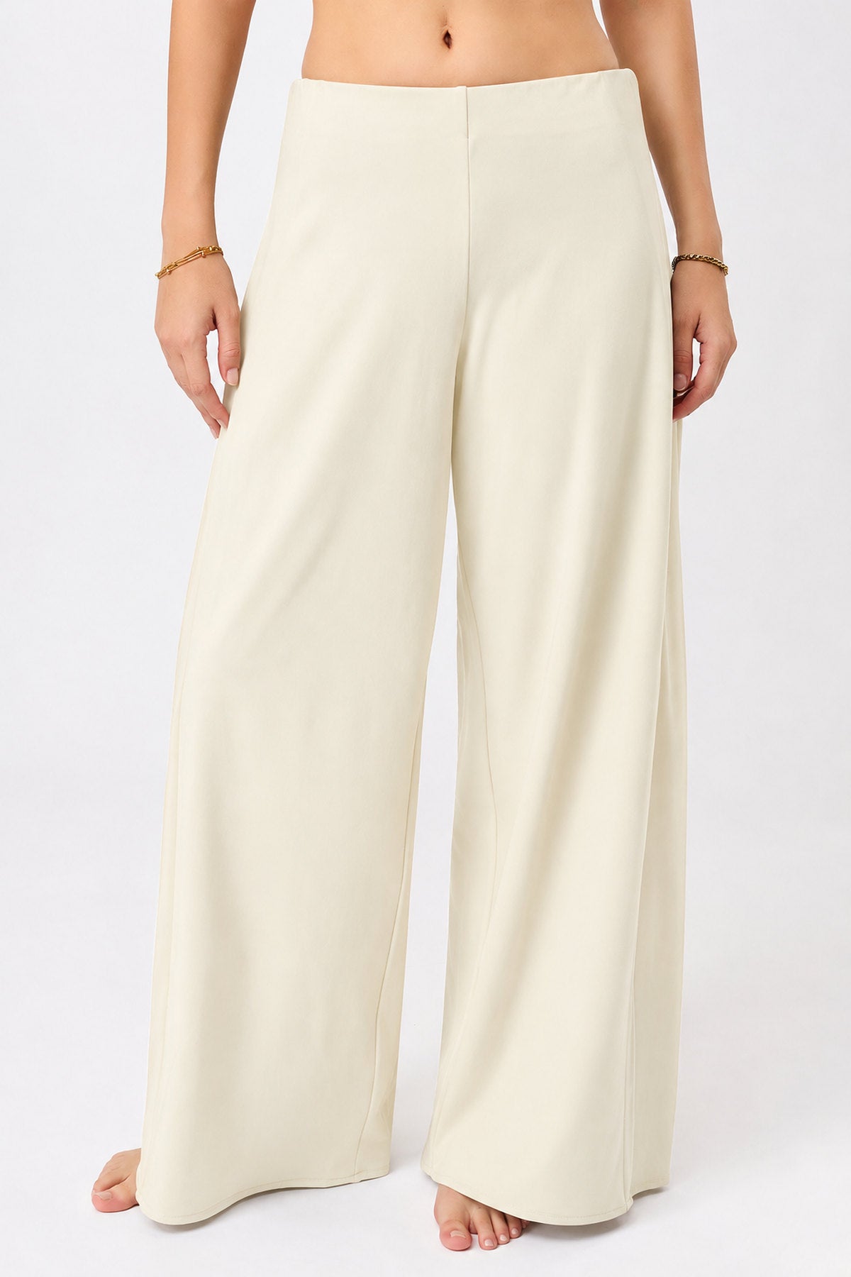 Mandala Damen vegan Hose Extra Weit Morning White