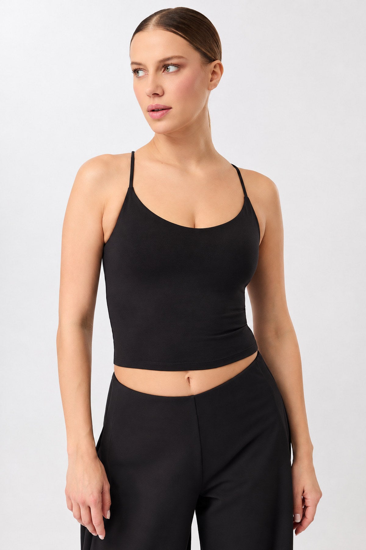 MANDALA womens vegan Sports Top Cropped Pilates Black