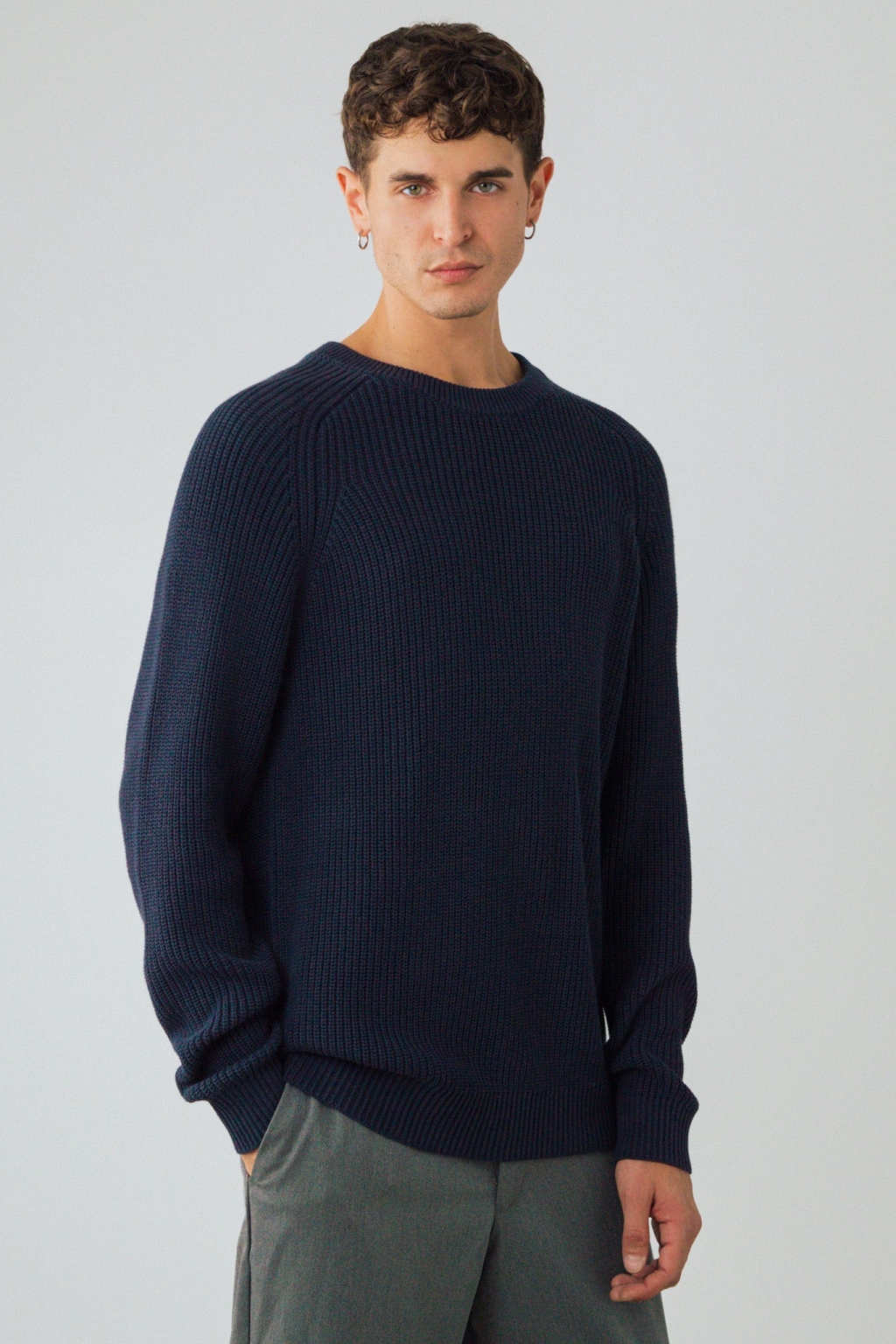 Honest Basics men vegan Jumper Heavy Knit Midnight Blue