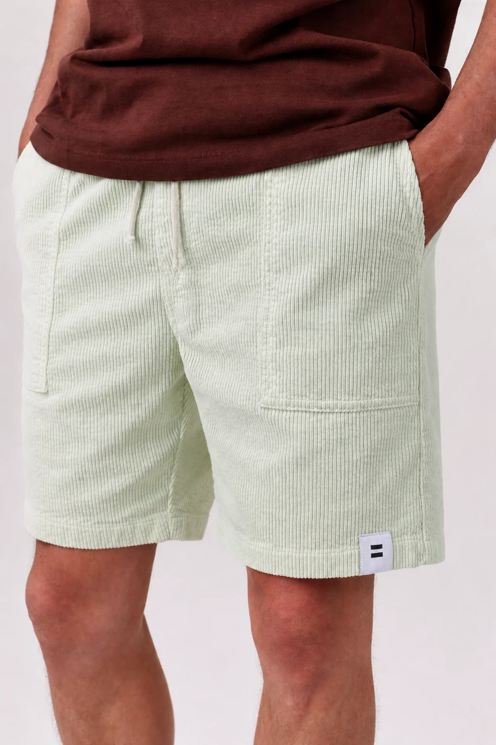 Côtelé men vegan Shorts Lazy Washed Green