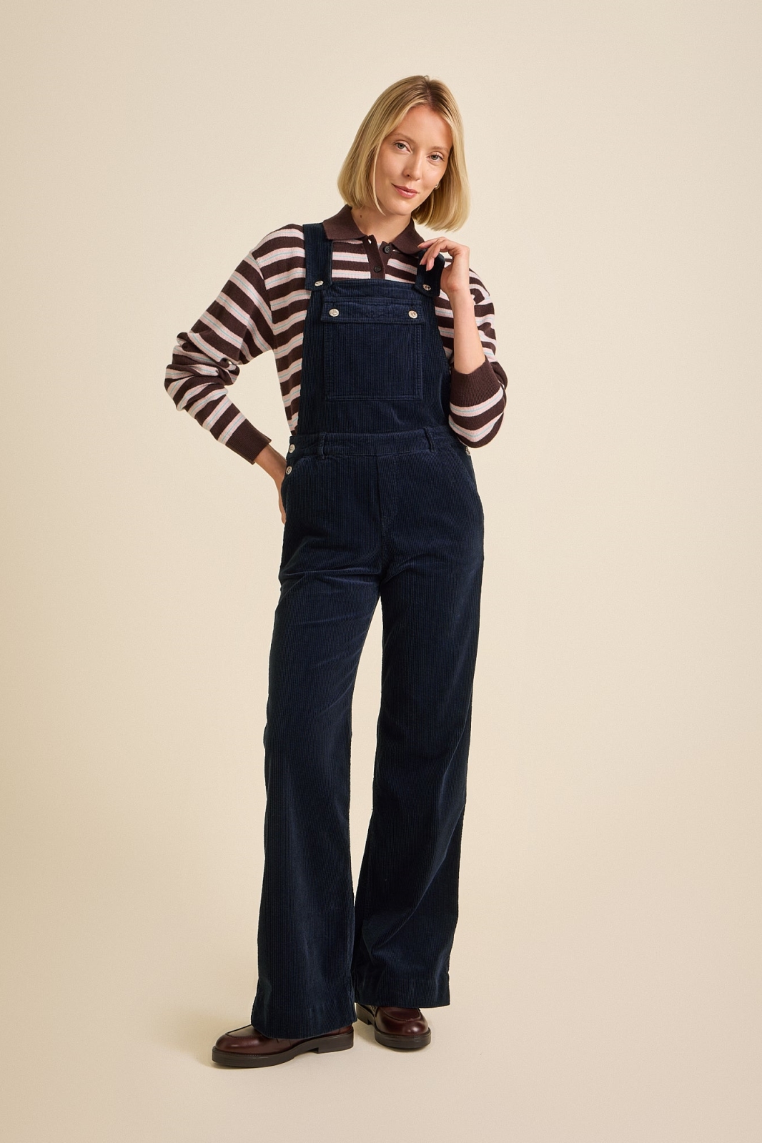 Côtelé womens vegan Dungarees Angel Navy