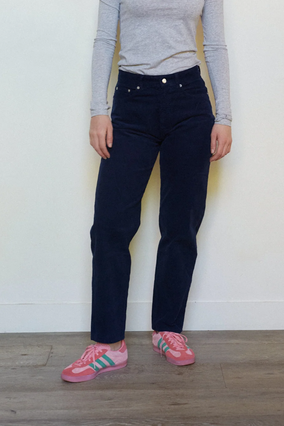 Côtelé womens vegan Pants Straight Leg Navy