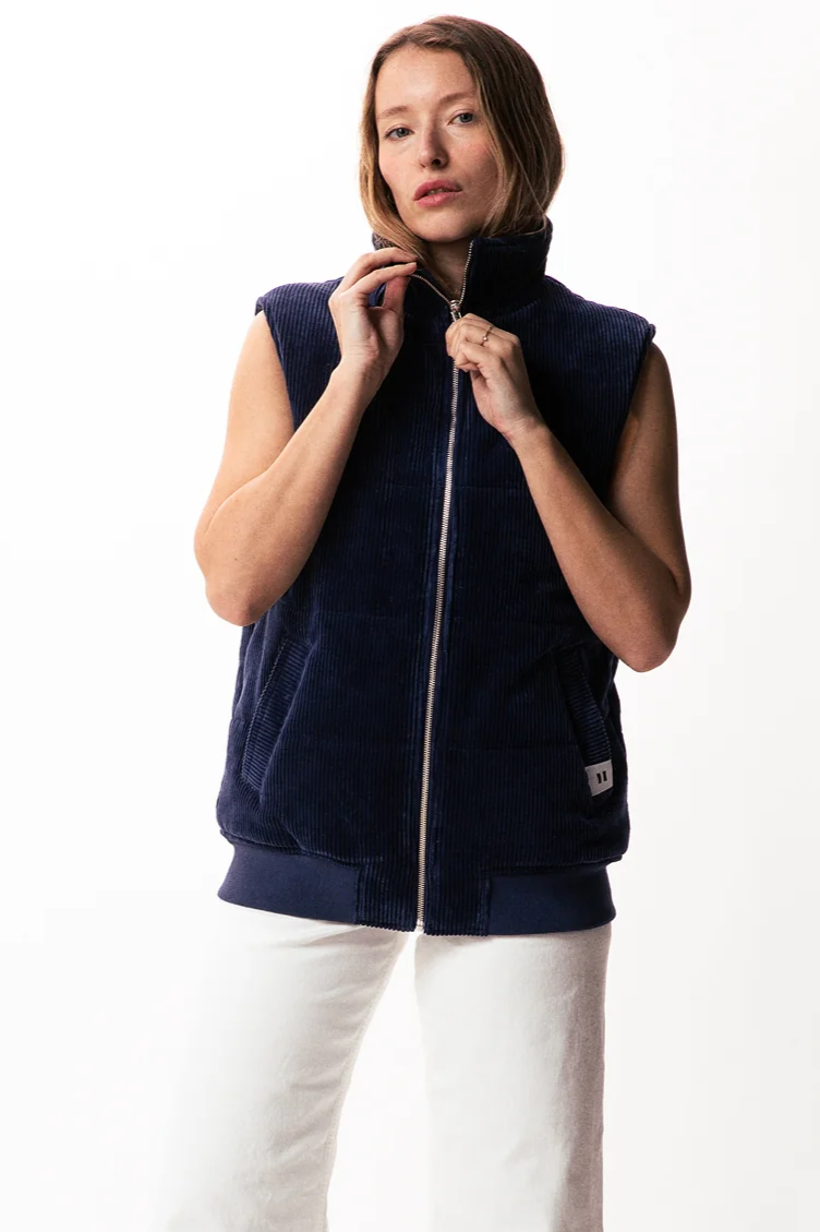 Côtelé womens vegan Puffer Vest Navy