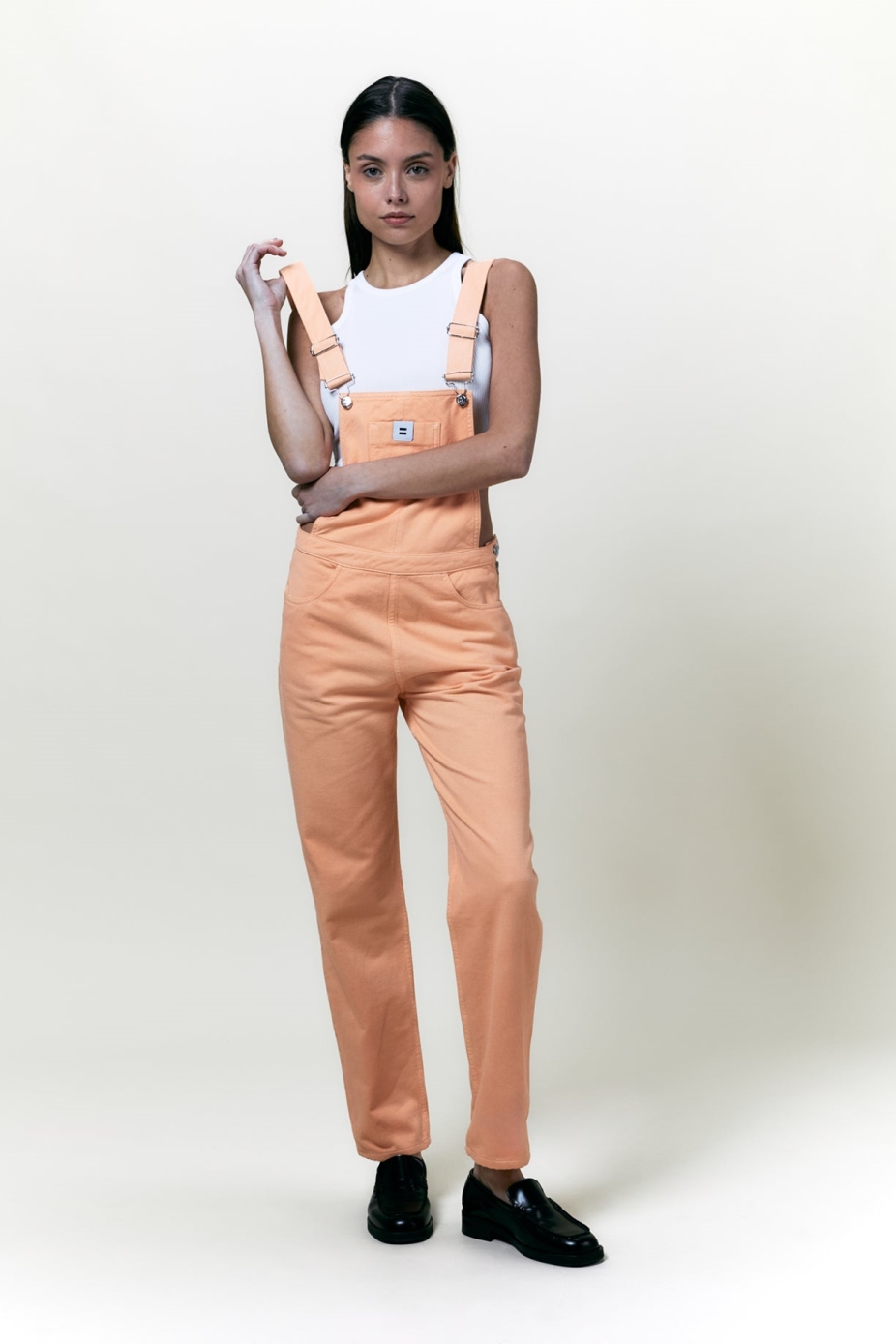 Côtelé womens vegan Dungarees Mom Canvas Peach