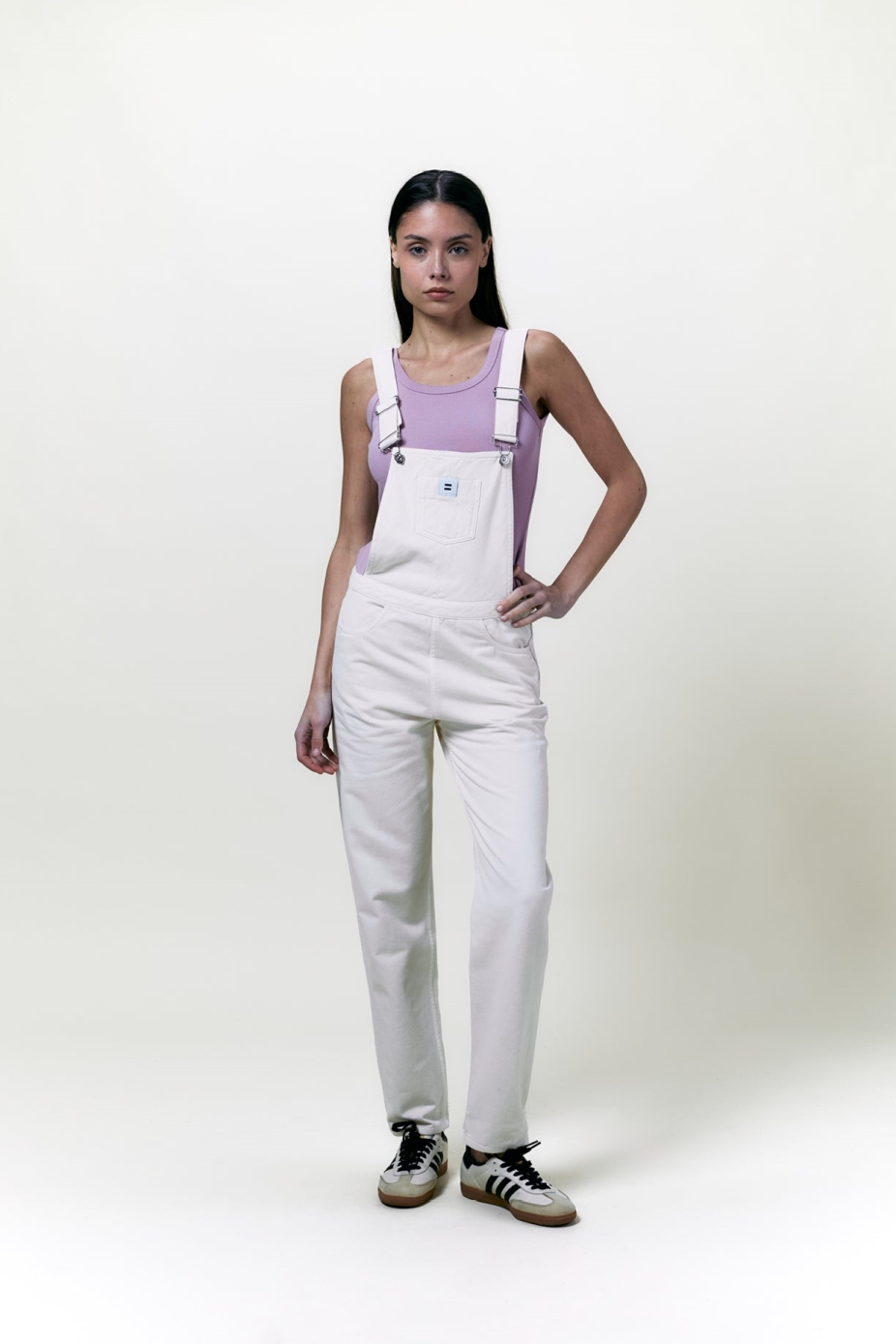 Côtelé womens vegan Dungarees Mom Canvas Ecru
