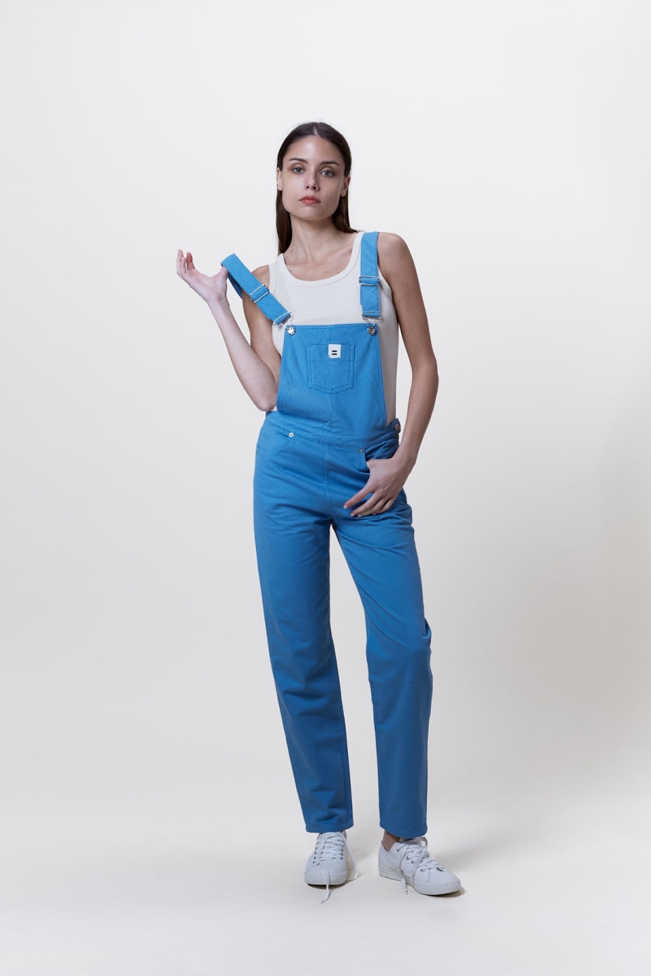 Côtelé womens vegan Dungarees Mom Canvas Blue