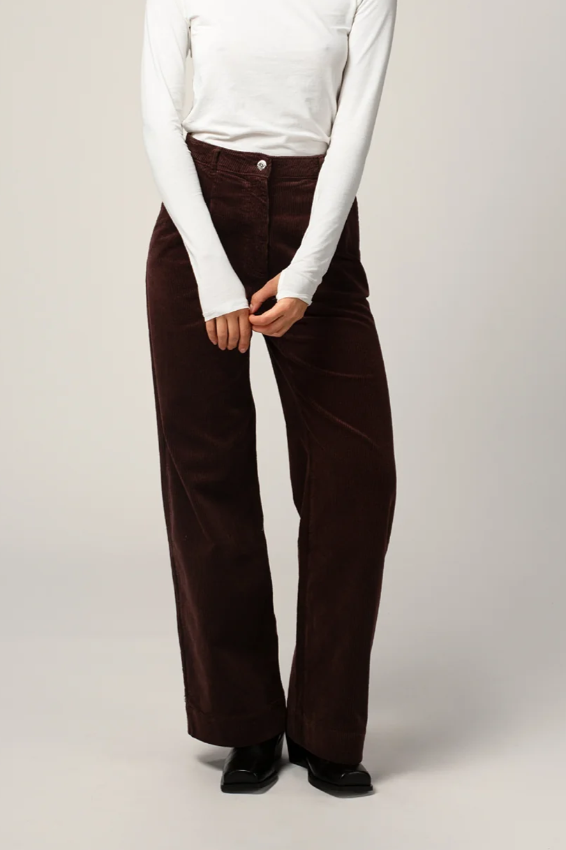 C&Atilde;&acute;tel&Atilde;&copy; Damen vegan Plisseehose In Schokoladenbraun
