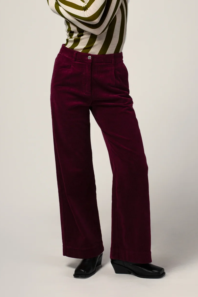 C&Atilde;&acute;tel&Atilde;&copy; Damen vegan Plisseehose In Pflaumenviolett