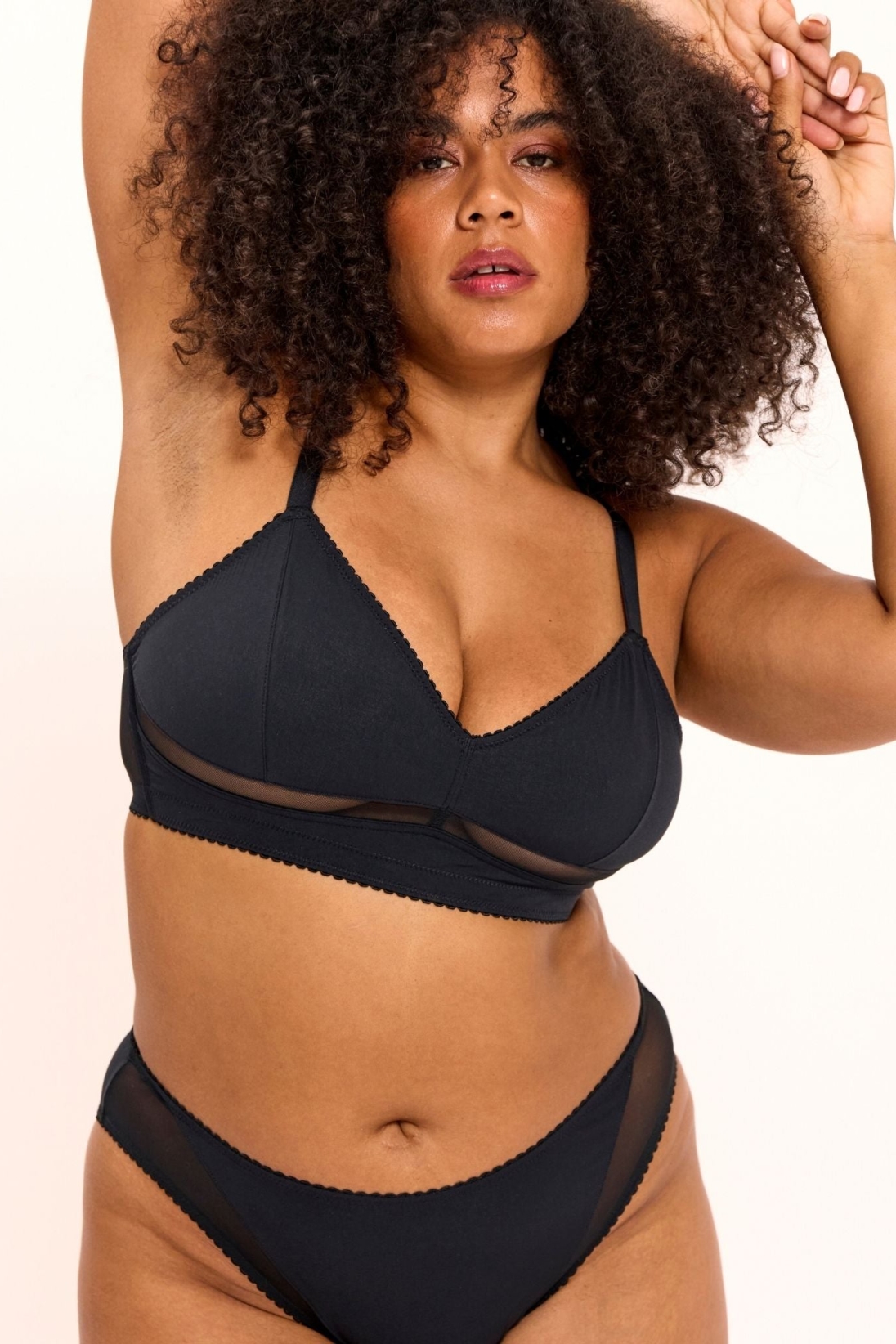 Understatement womens vegan Balconette Plus Opaque Mesh Black