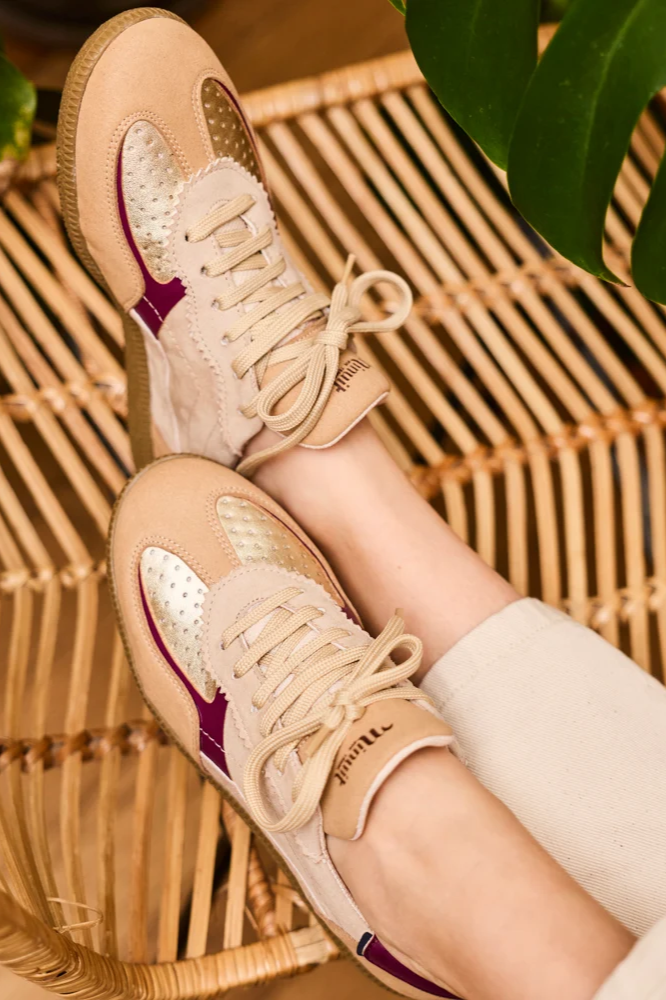 Minuit Sur Terre Damen vegan Sneaker Rive Beige/Gold